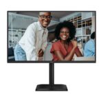 AOC 27′ IPS, 1080p 120Hz, 300 nits, 1500:1, 4ms/1ms, 98% NTSC, HDMI/DP/VGA, USB3.2×4, 2×2W speakers, full ergonomic stand, VESA 100×100