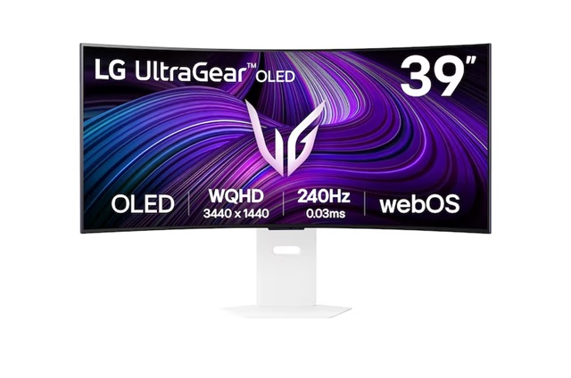 MNL-39GX90SA-W LG 39′ UltraGear OLED 240Hz WQHD Curved Smart Gaming Monitor, 3440Ă—1440, 0.03ms, 800R, DCI-P3 98.5%, HDR10, G-SYNC, FreeSync Premium, USB-C, 65W