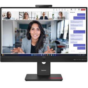 LENOVO ThinkVision T27QD-4V 27′ QHD Monitor IPS 2K 2560×1440 16:9 120Hz Height Adjustable Tilt Swivel Pivot Webcam Speaker USB-C Hub LAN DP HDMI VESA