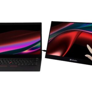 Verbatim 17.3′ USB-C Portable 10 Point Touch, Full HD 1080p, HDMI, IPS Portable, Business, Sleeve, Ultra Portable Black Aluminium, Win & IOS Monitor