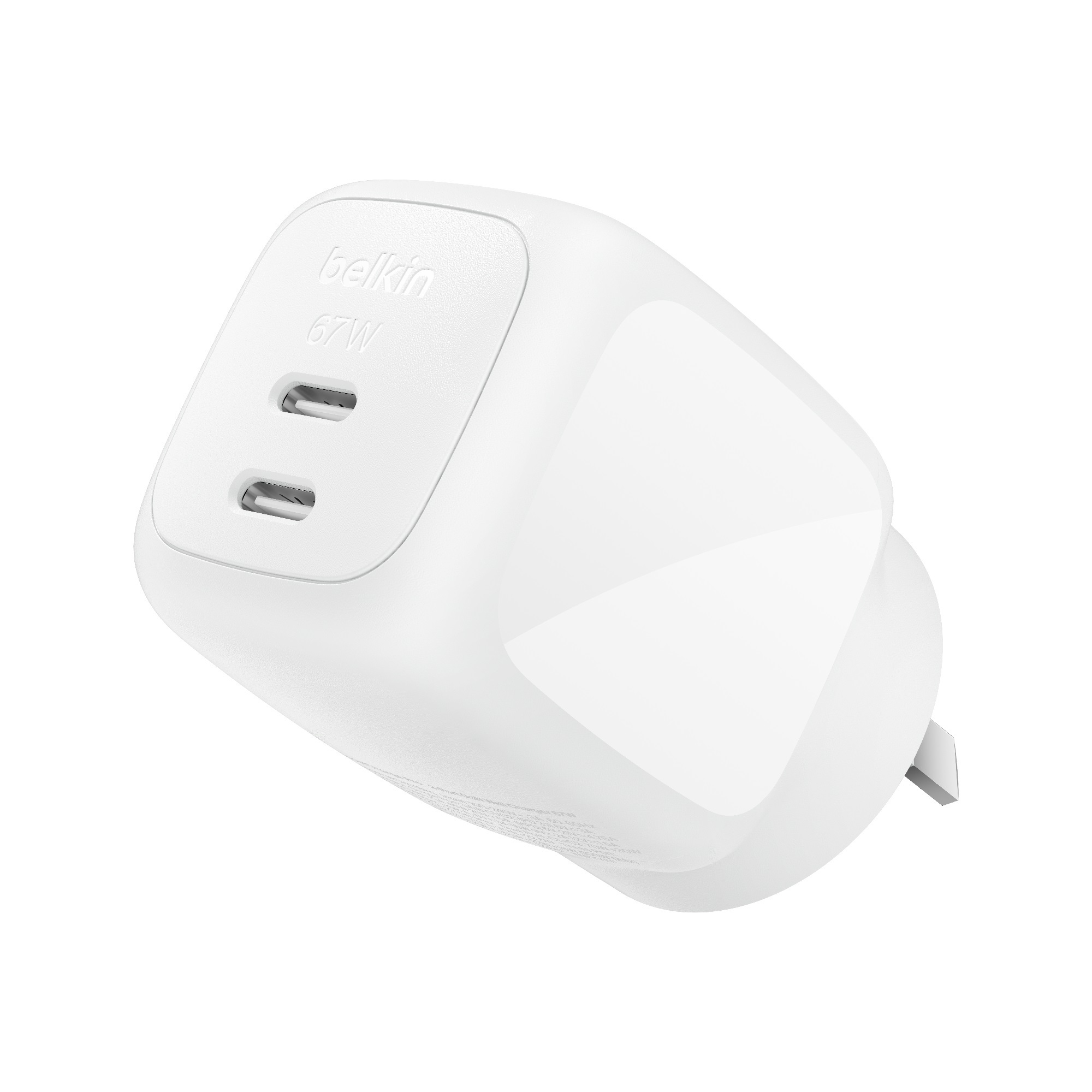 MPA-WCH020AUWH Belkin BoostCharge Pro 67W Dual USB-C GaN Wall Charger – White (WCH020AUWH), Compact Laptop Charger, Travel-Ready, CEW $2500, 2 Years Warranty