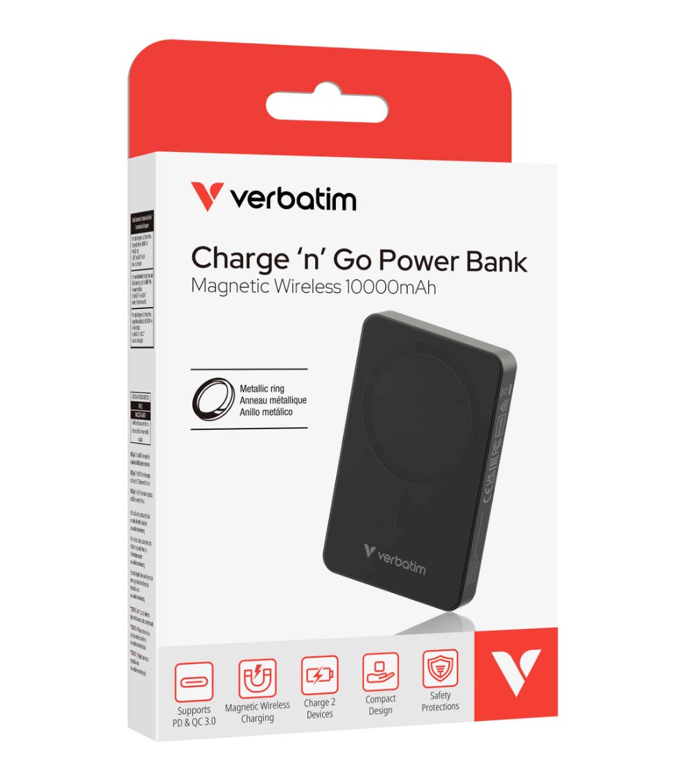 MPV-32227 Verbatim Power Bank Magnetic Wireless 10,000mAh Essential – Black