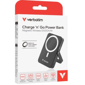 Verbatim Power Bank Magnetic Wireless 10,000mAh with Stand – Black
