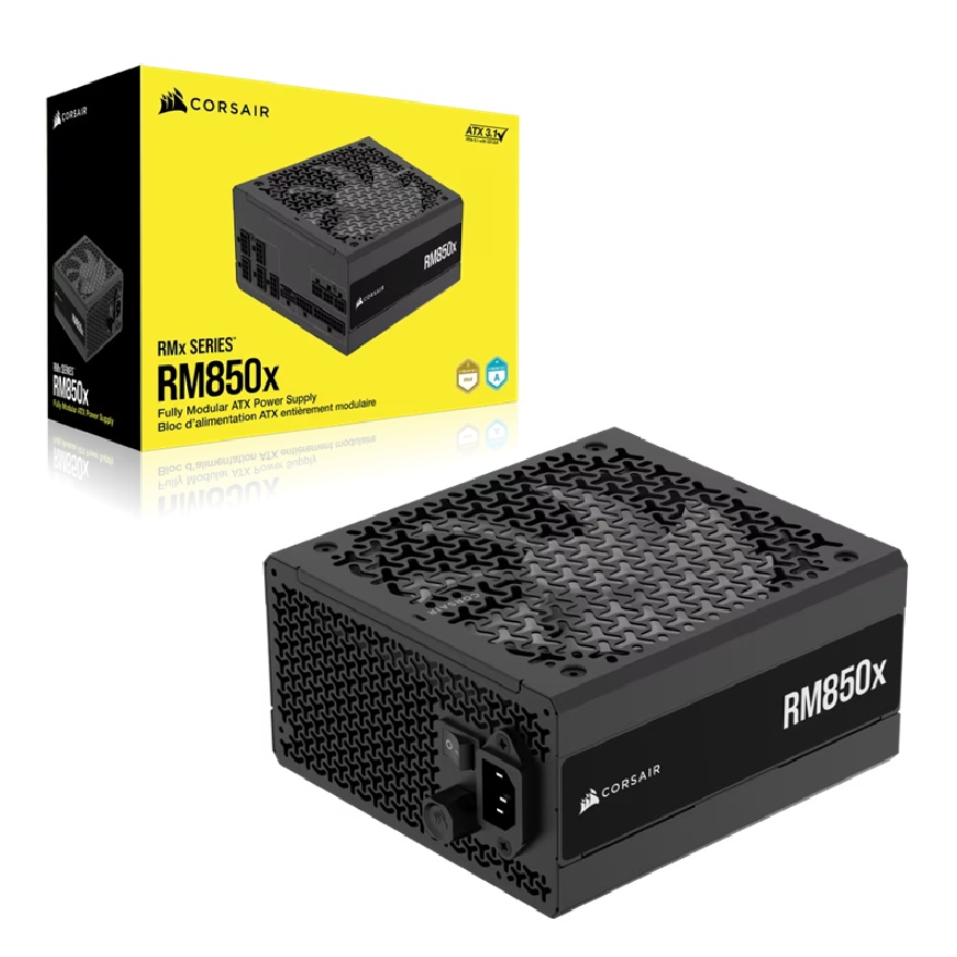 PSCP-RM850X-ATX3 Corsair RMx Series RM850x Fully Modular Power Supply (AU): 850W, 80+ Gold, 3x PCIe, 8x SATA, 2x EPS, Zero RPM, ATX 3.1
