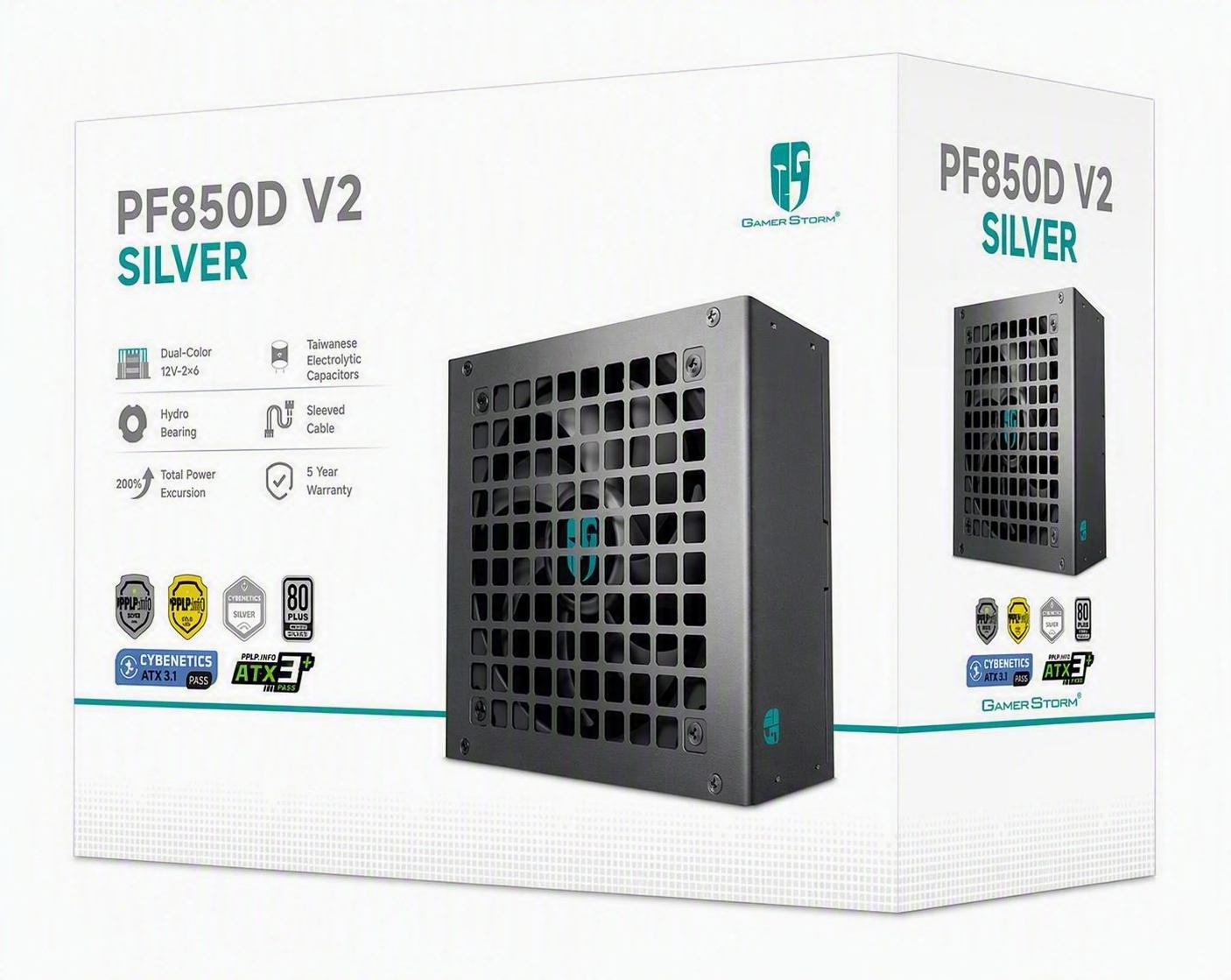 PSD-PF850D-V2 DeepCool PF850D V2 850W Gamer Storm 80+ Silver/Cybenetics Non-Modular ATX Power Supply, Taiwanese Capacitors, ATX12V V3.1