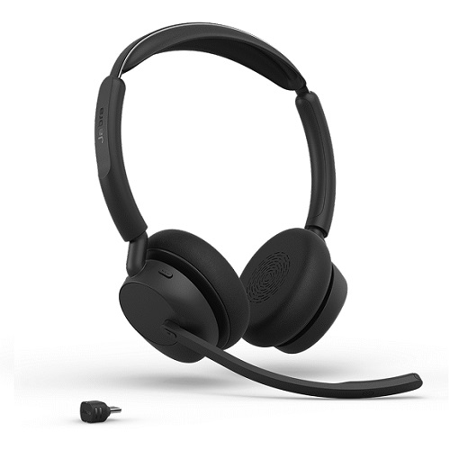 SPJ-EVL3-45-MS-S-C Jabra Evolve3 45 MS stereo wireless headset, Teams certified, USB-C Link 390 adapter dongle, ANC, 4-mic ClearVoice, Bluetooth 5.3, 21hr talk time, 30m