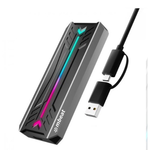 USMB-XCS-CM05RGB mbeat® USB-C/A 10Gbps RGB M.2 NVMe & SATA SSD Enclosure