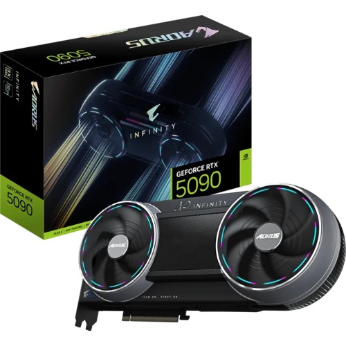 VCG-N5090AORUSIF-32GD Gigabyte AORUS GeForce RTX™ 5090 INFINITY 32G, 2655 MHz, CUDA 21760, 28 Gbps, GDDR7, 512 bit, PCI-E 5.0, PSU 1000W, DisplayPort 2.1b *3 HDMI 2.1b *1