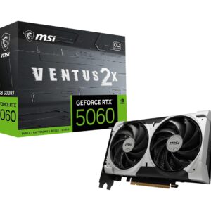 MSI nVidia GeForce RTX™ 5060 8G VENTUS 2X OC V1, GDDR7, 128-bit, 2527 MHz Boost, PCIe 5.0 x16, 3840 CUDA Cores, 145W, DP x3, HDMI x1, 8K, G-SYNC Y
