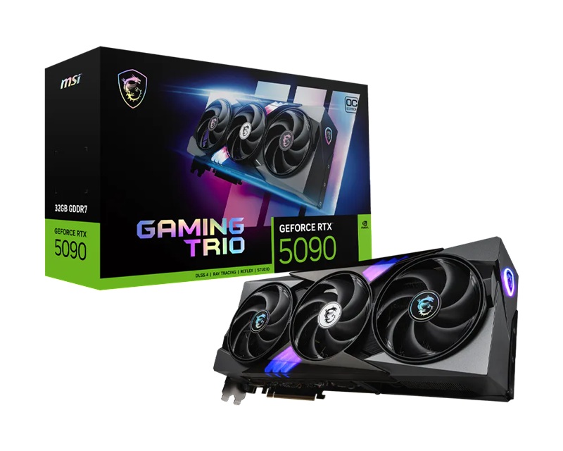 VCM-RTX5090-32GGAMTROC MSI nVidia GeForce RTX™ 5090 32G GAMING TRIO OC, Boost: 2482 MHz, CUDA 21760 Units, 32GB GDDR7, HDMI™ x 1,