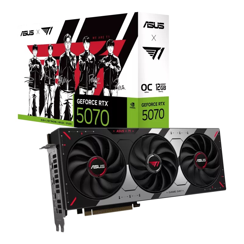 VGA-T1-RTX5070-O12G-GAM ASUS nVidia T1 GeForce RTX™ 5070 12GB GDDR7 OC Edition, 988 TOPs, 6144 CUDA, 28Gbps, 192-bit, PCIe 5.0, 2.5-Slot